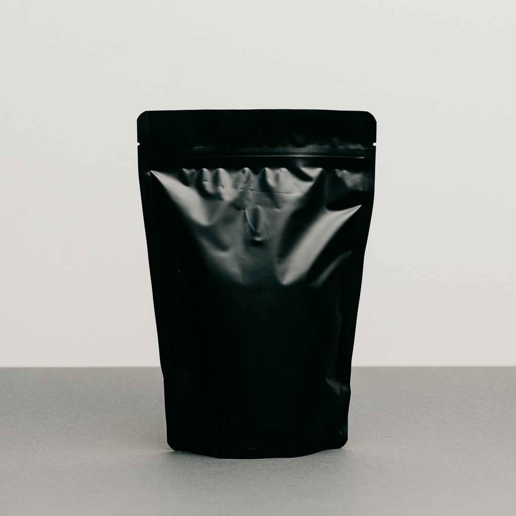 Stand Up Pouches + Ziplock & Tear Nicks (Matte Black) 250g