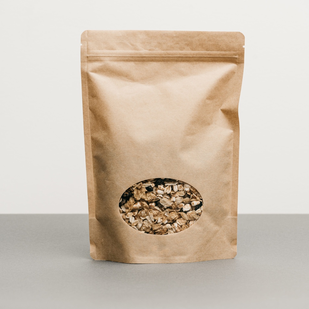 Brown Kraft Stand Up Pouch with Frosted Window and Ziplock - 190mm x 270mm