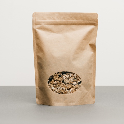 [5636-0637] Brown Kraft Stand Up Pouch with Clear Window and Ziplock